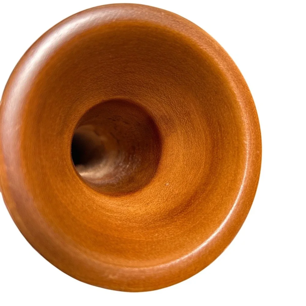 Vase Handcrafted Thai Wood Leaf Pattern Tapered Decorative Tabletop Floor Brown